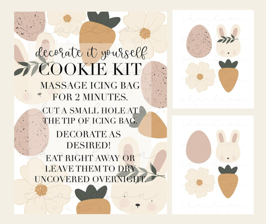 DIY cookie kit (Easter set B pink) instruction card (4 files) / Instant digital download