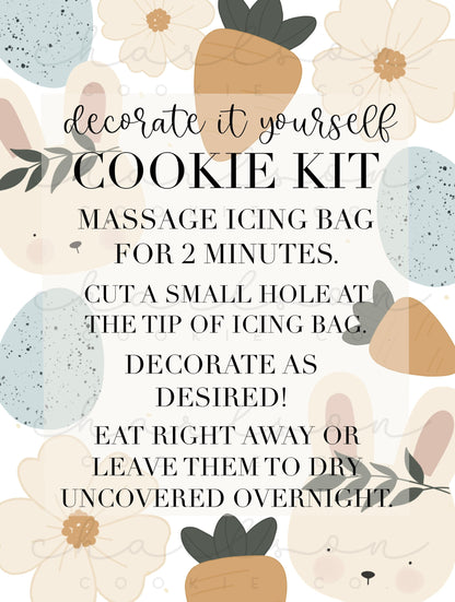 DIY cookie kit (Easter set B blue) instruction card (4 files) / Instant digital download