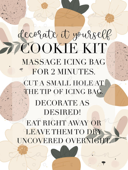 DIY cookie kit (Easter set B pink) instruction card (4 files) / Instant digital download