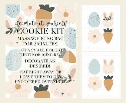 DIY cookie kit (Easter set B blue) instruction card (4 files) / Instant digital download