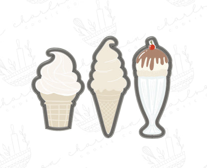 Ice cream / Sundae cookie cutter (Linen & Gray)