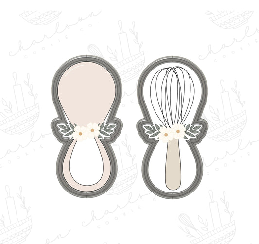 Baby Rattle / Whisk with floral cookie cutter