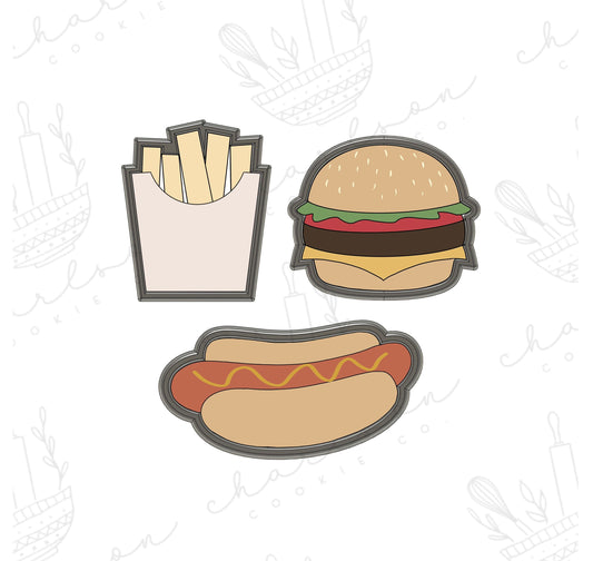 Fast food / junk food (fries, burger, hot dog) cookie cutter