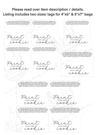 Paint your own cookie / printable template cards (4 files) / Instant digital download