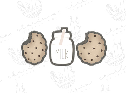 Milk (glass jar with straw) & cookies cookie cutter