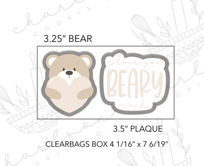 I love you beary much set A cookie cutters