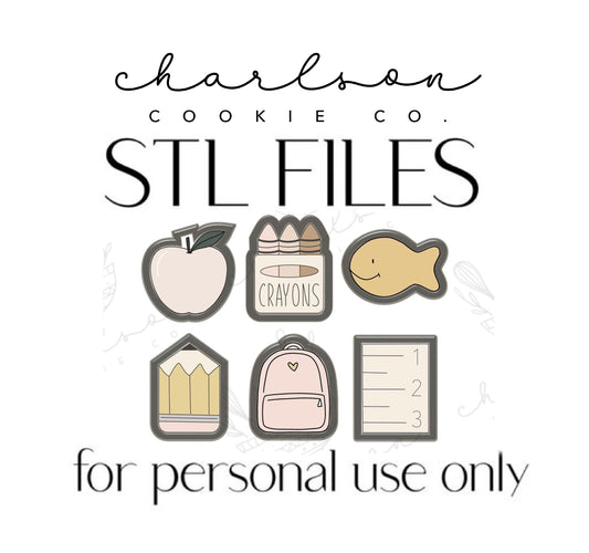 STL files / 6pc mini school cutters set / digital files - personal use only