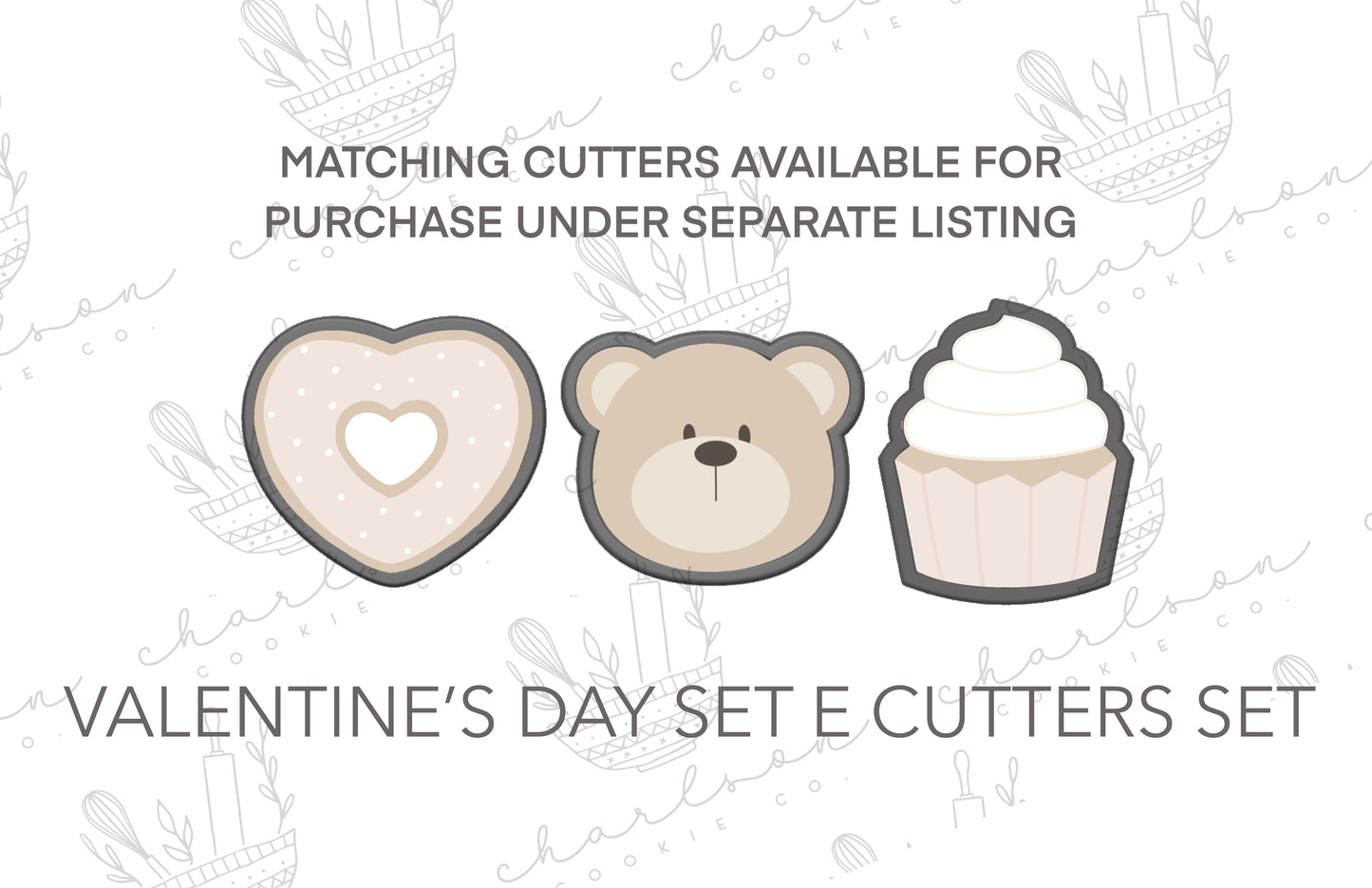 DIY cookie kit (Valentine's day set E print) instruction card (4 files) / Instant digital download