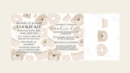 DIY cookie kit (Valentine's day set E print) instruction card (4 files) / Instant digital download