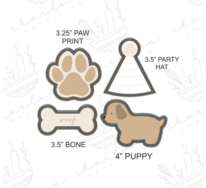 Puppy birthday theme cookie cutter set