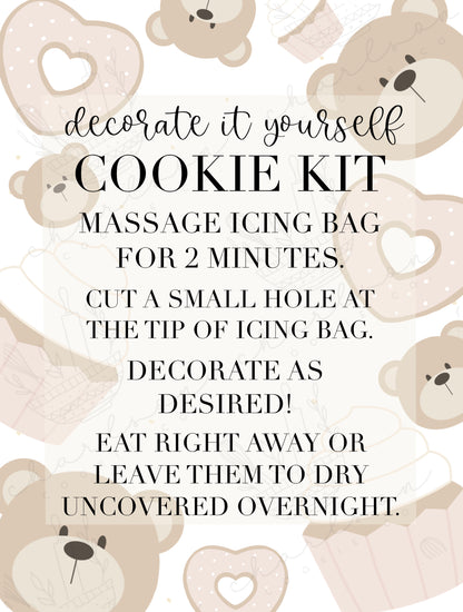 DIY cookie kit (Valentine's day set E print) instruction card (4 files) / Instant digital download