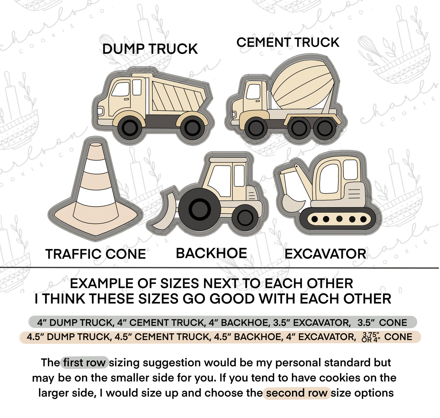 Construction vehicles cookie cutters